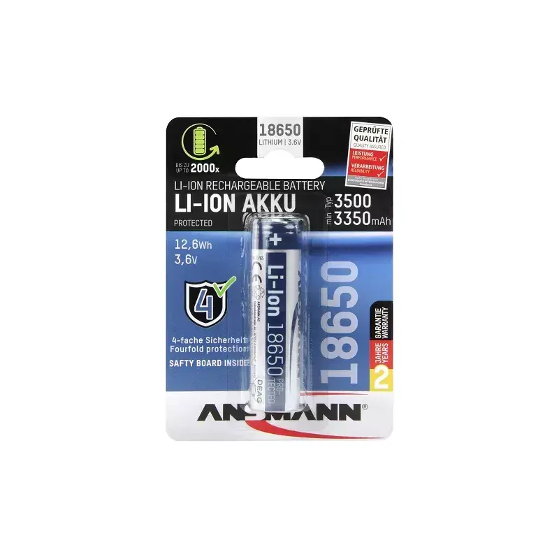 ACCU 18650 3.7V 3.5A LI.ION ANSMANN AVEC BMS LG INR1850 Petit Prix