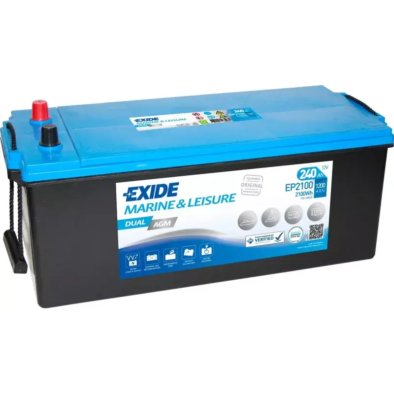 Pas Cher EXIDE | BATTERIE MARINE AGM 12V 240Ah 1200A| Ref : EP2100
