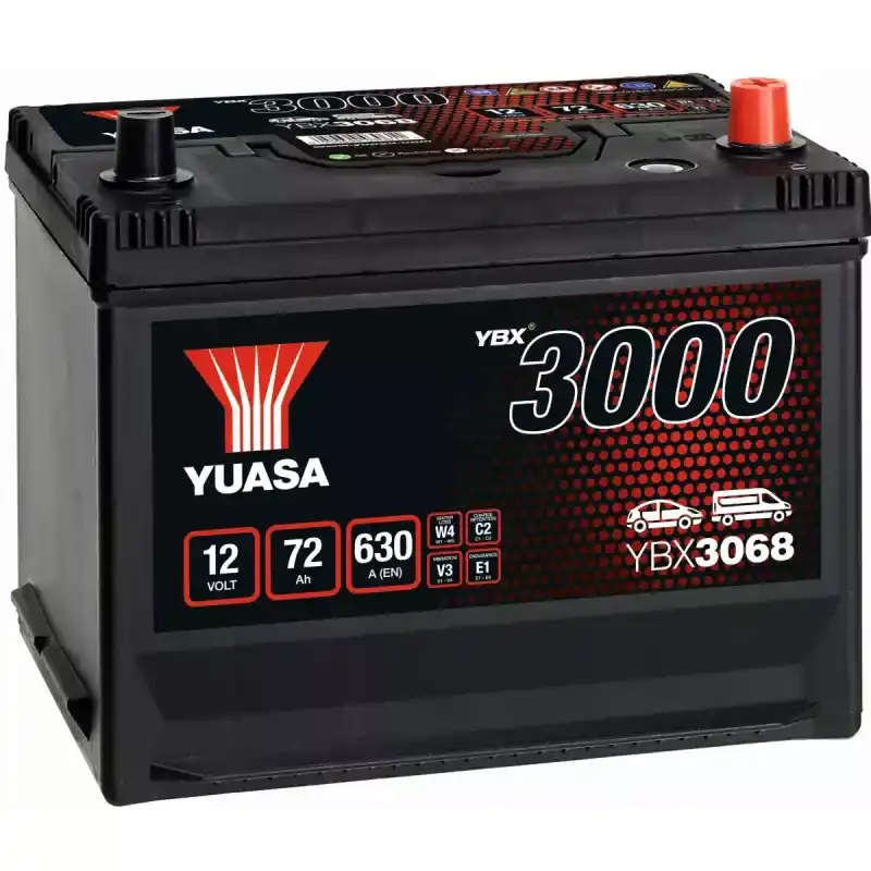 Dernier Modèle YUASA | BATTERIE AUTOMOBILE 12V 72Ah | Ref : YBX3068 | PMB