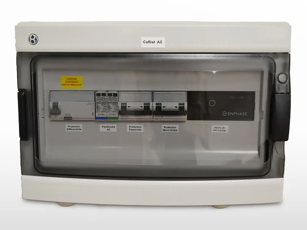 Remise Coffret protection AC triphasé Enphase 9kVA + parafoudre (30mA / 16A)