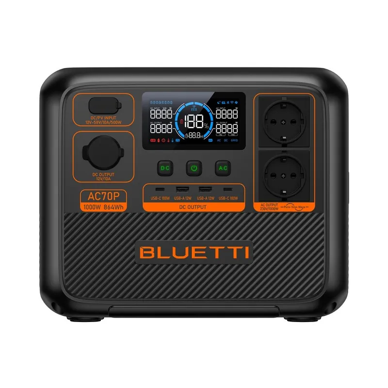 Achat Immédiat BLUETTI AC70P - Station de puissance portable | 1000W 864Wh |