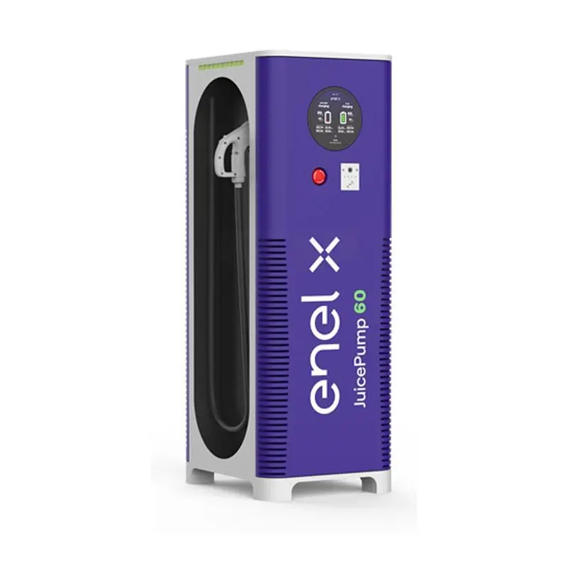 Enel X JucePump EU X2 CCS2 Cables DC 60 kW Câble en trois phases jusqu'à 5 m, charge parallèle, RFID, sans POS, Ethernet + Cellular (SIM MVNO) Haute Qualité