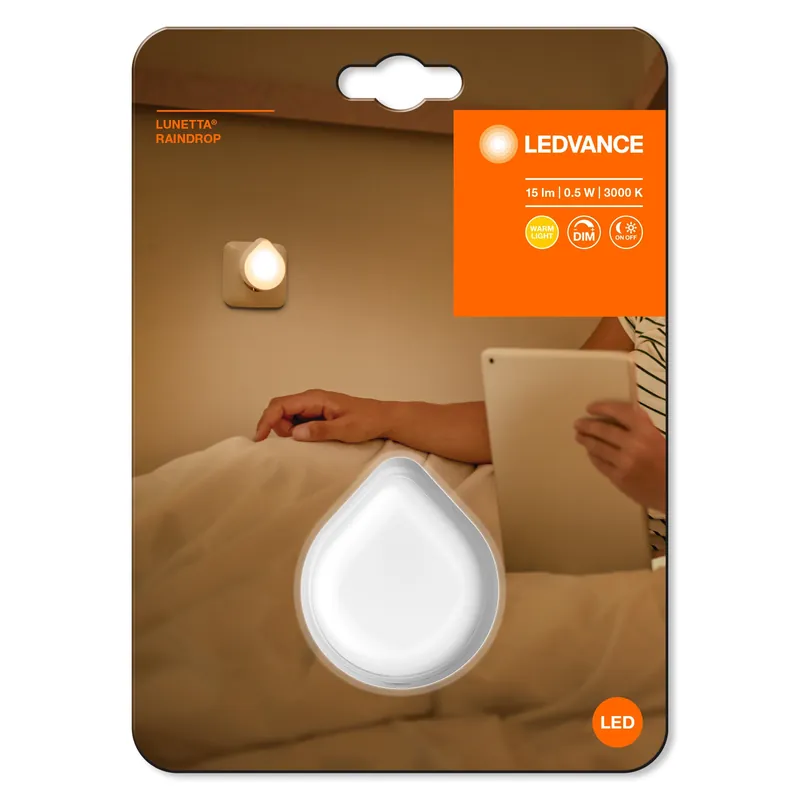 LEDVANCE LUNETTA RAINDROP veilleuse avec capteur, 0,5W, 15lm Meilleur Choix