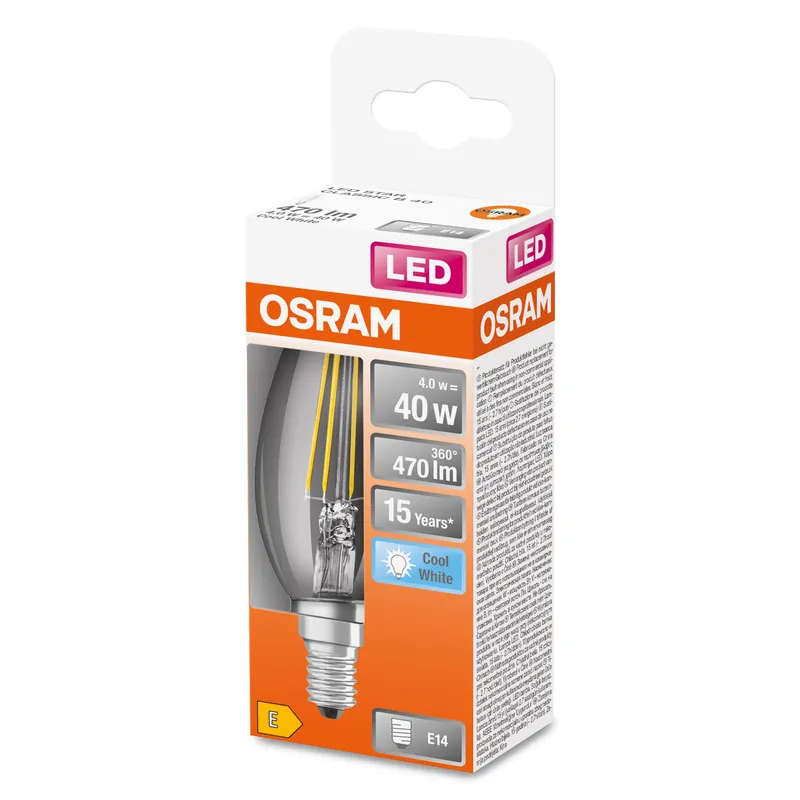 Authentique OSRAM Retrofit Classic B LED Lampe Kerzenform (ex 40W) 4W / 4000K Kaltweiß E14
