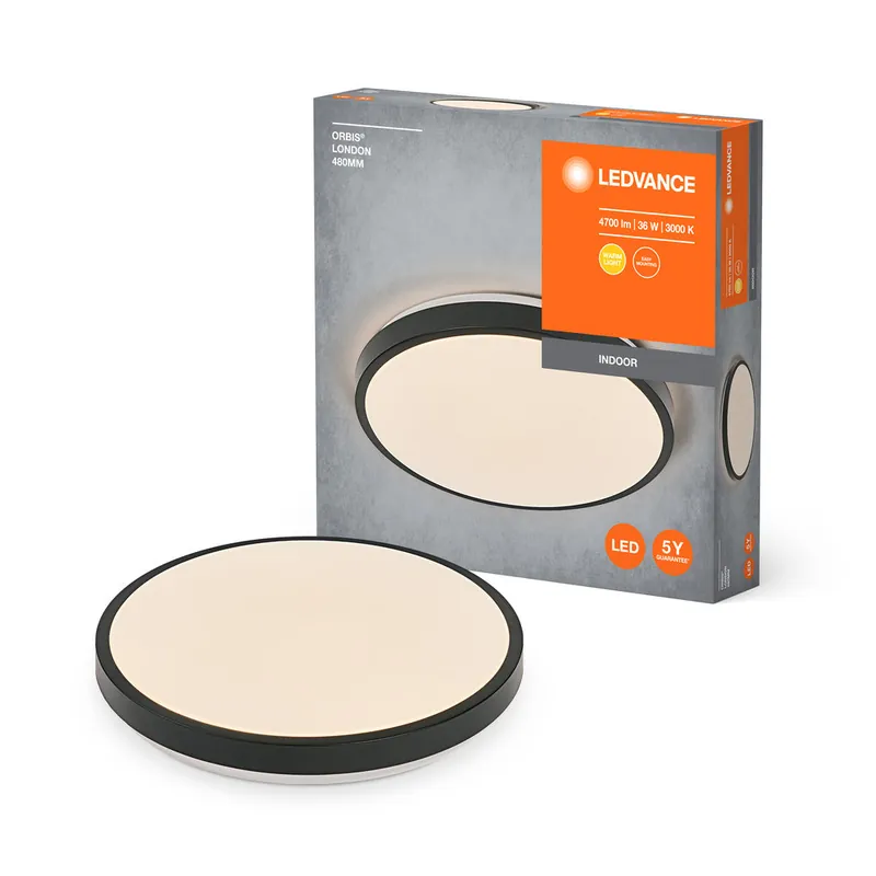 Plafonnier LEDVANCE ORBIS LONDON, noir, 36W, 4150lm Authentique