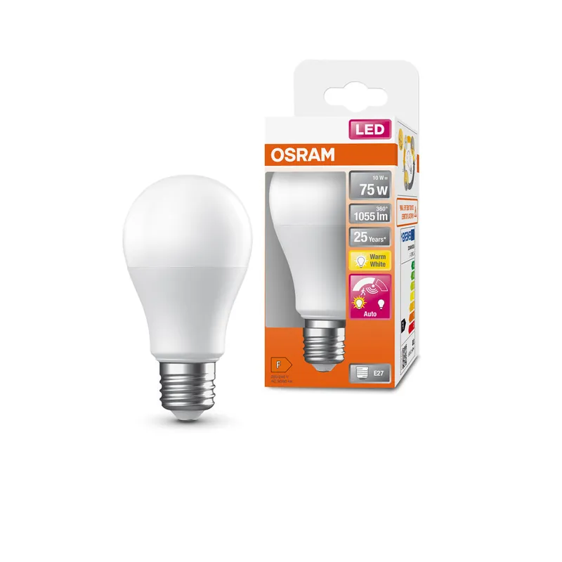 OSRAM SUPERSTAR+ CLASSIC A 75 FR Ampoule LED incl. capteur de mouvement et capteur de lumière du jour, 10W, 1055lm, blanc chaud Jusqu’à Épuisement Des Stocks