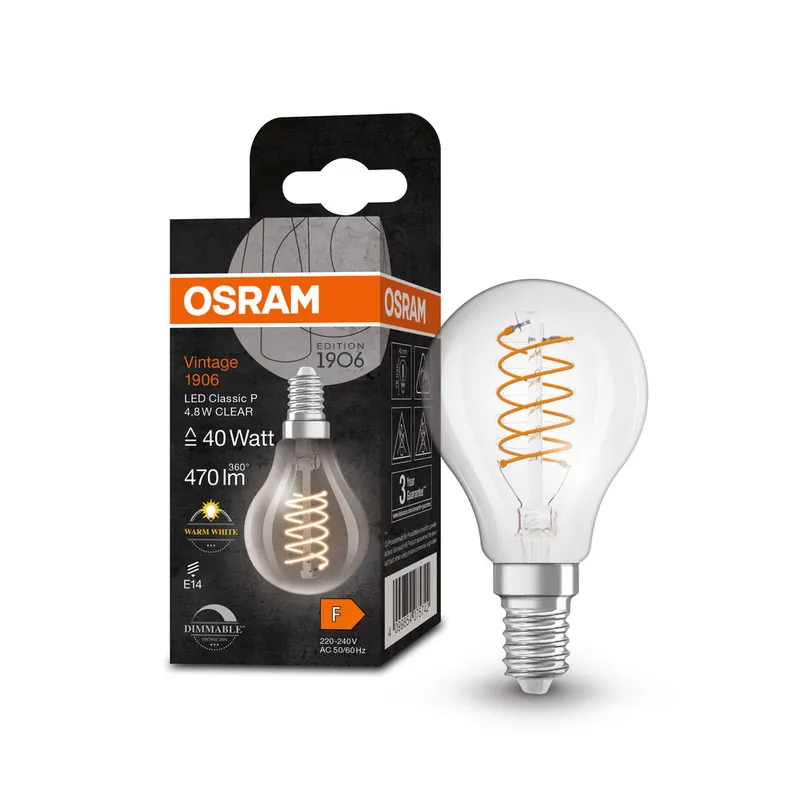 OSRAM Vintage 1906® Classique P LED-Lampe, 4,8W, 470lm Dernier Modèle