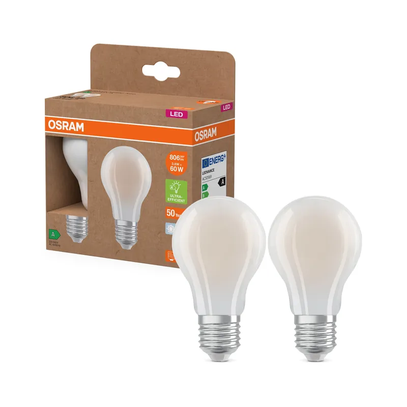 OSRAM Classe Énergie Ampoule LED, Ampoule, 3.8W, Givré, EEK A, Blanc Froid, E27 Authentique