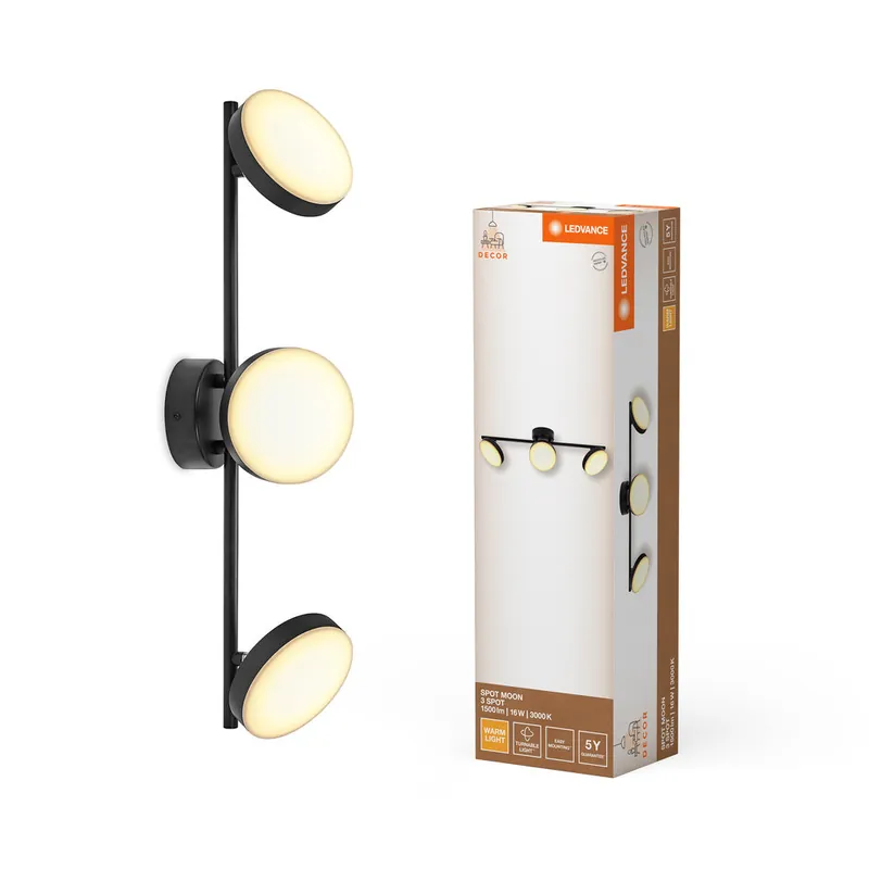 Top Vente LEDVANCE DECOR Spot Moon plafonnier noir, 3 spots, 16W