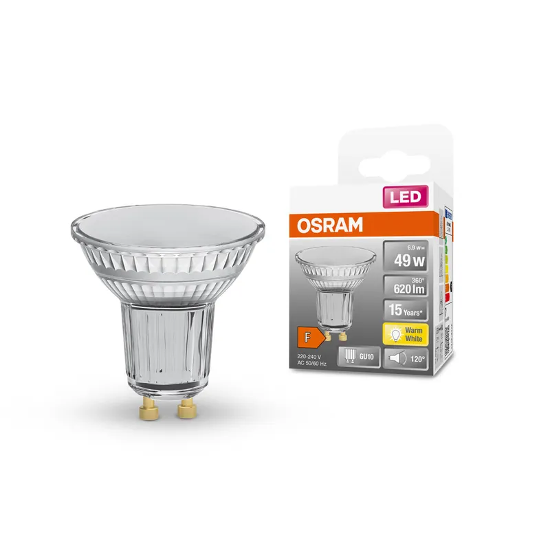 Meilleure Qualité Lampe à réflecteur LED OSRAM LED STAR PAR16 6,9 W 827 GU10 620 lm, 620 lm, 2700 K, blanc chaud