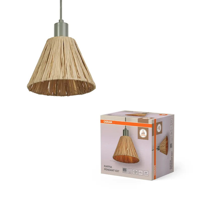 OSRAM DECOR Suspension Décor Raphia vert-brun, E27, 200 mm Original