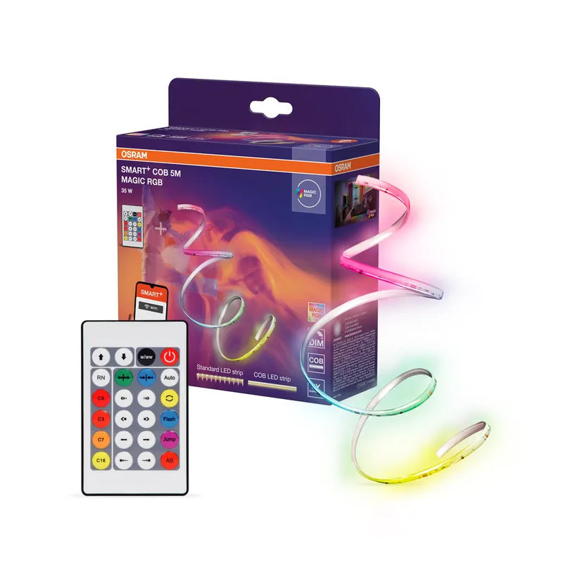 OSRAM Wifi SMART+ COB MAGIC bande lumineuse LED, Magic RGB, 5m, 35W, avec télécommande Exclusif