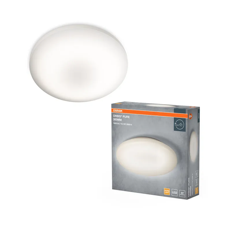 Seulement Aujourd’hui OSRAM ORBIS® Plafonnier Pure 300mm 14.5W, 1100 lm, 3000 K, Blanc chaud