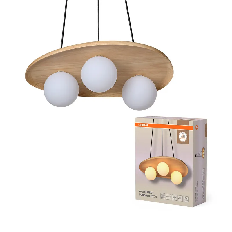 Pas Cher OSRAM Suspension Nid en Bois Décor 1xG9 Marron