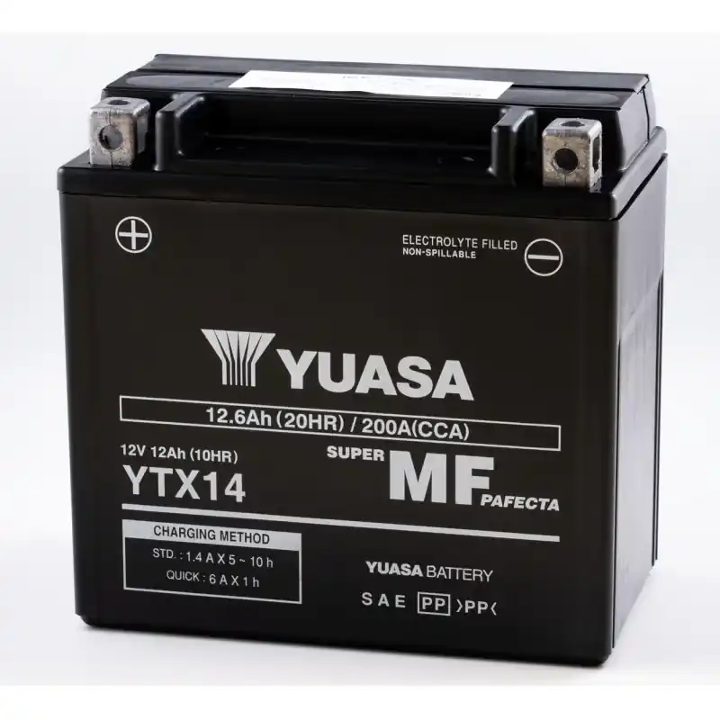Acheter En Ligne Batterie Moto YUASA YTX14 12V 12,6Ah 200A