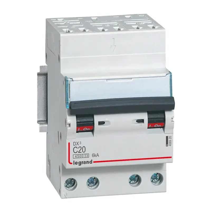 Achat Immédiat Disjoncteur DX³4500 6kA bornes auto/vis 4P 400V~ 20A courbe C - 3 modules