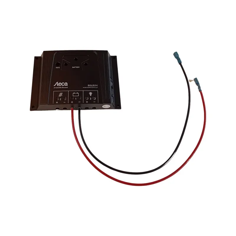 Régulateur solaire 6A 12-24V avec câble batterie et cosses Faston isolées - STECA SOLSUM 0606 Offre Du Jour
