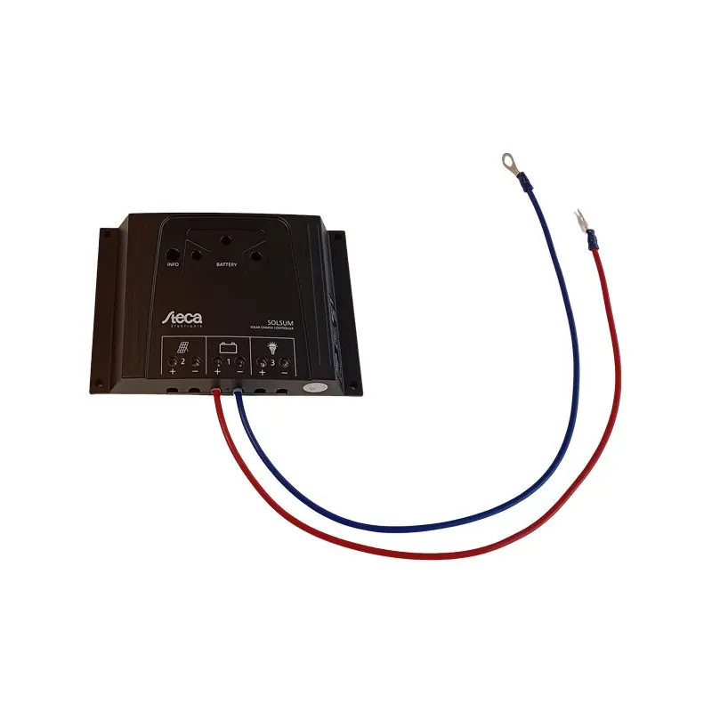 Régulateur solaire 8A 12-24V avec câble batterie M6 (40cm) - STECA SOLSUM 0808 Livraison Gratuite