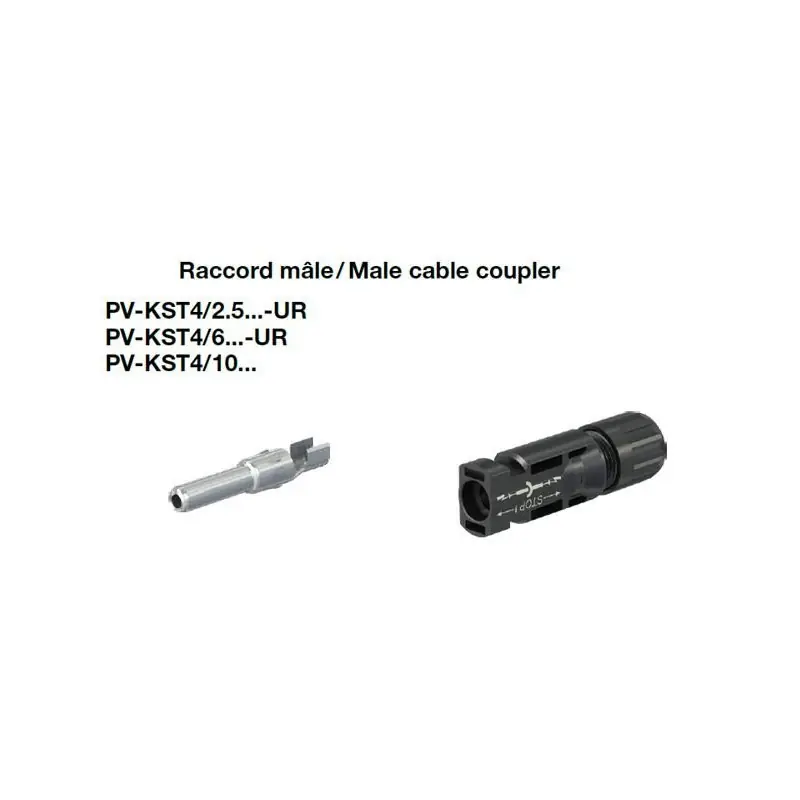 Connecteur mâle MC4 pour câble de section 1.5mm² et 2.5mm² - STAUBLI PV-KST4/2.5I Prix Réduit